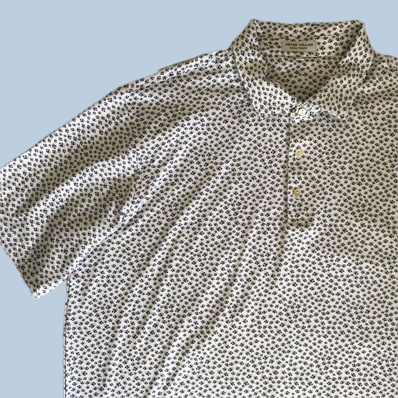 Peter Millar Summer Comfort White Printed Polo Short Sleeve Golf Shirt - XL - Picture 2 of 8